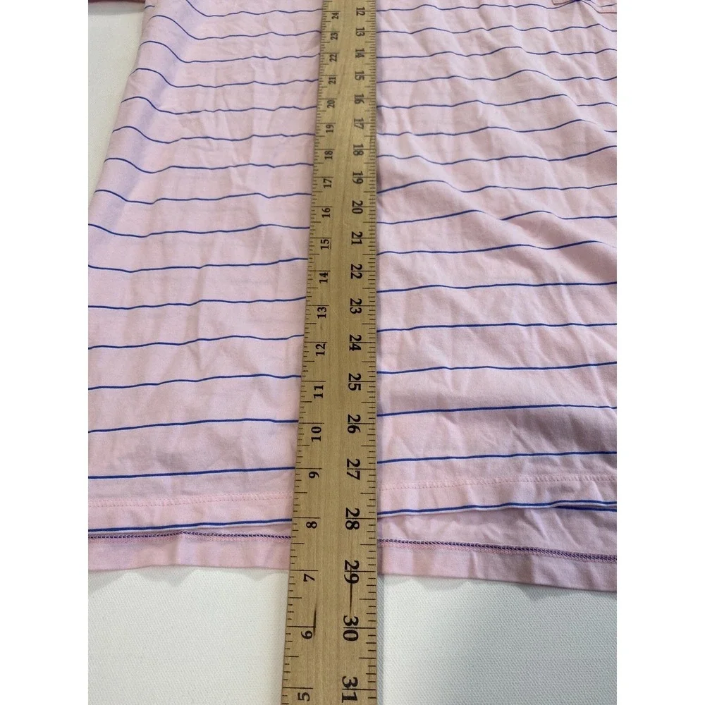 B Draddy Sport Polo Shirt Mens XL Pink Striped Golf Performance Pima Cotton